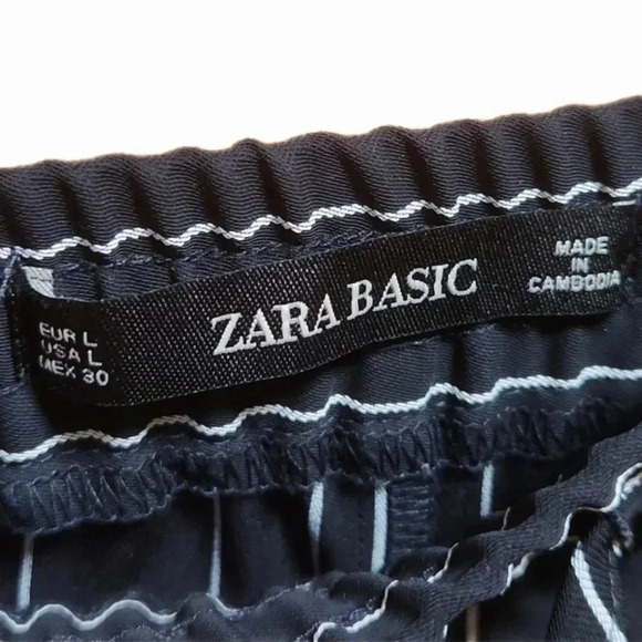 Zara Basic Thin Stripes Wide Leg Tie Waist Pants - Picture 3 of 9